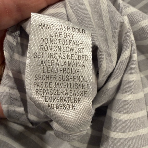 Ravel Gray White Button Back Striped Square-Neck Cotton Lagenlook Tunic Sz XL - Picture 8 of 10